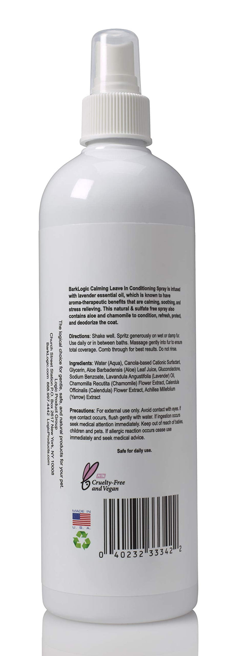 BarkLogic - Leave in Spray Conditioner - Detangler Spray for Dogs & Puppies - Hypoallergenic - Paraben, Phthalate, & Sulfate Free - Pet Grooming Spray - Natural & Organic Ingredients Lavender - PawsPlanet Australia