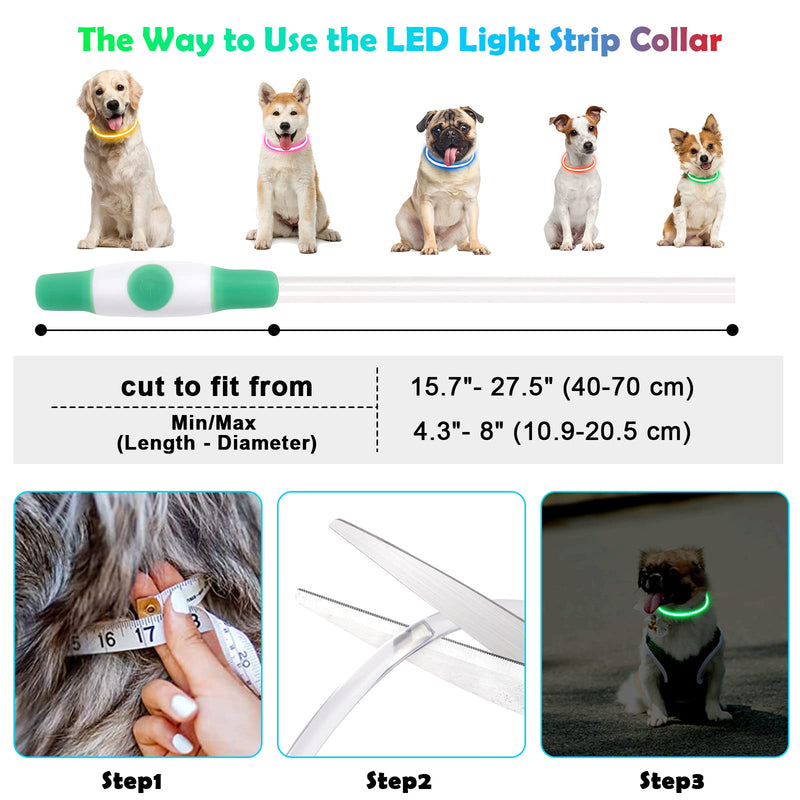 AUAUY LED light collar dog, USB rechargeable length adjustable pet safety collar, cuttable waterproof light collar for dogs and cats, 3 modes (green) green-universal - PawsPlanet Australia