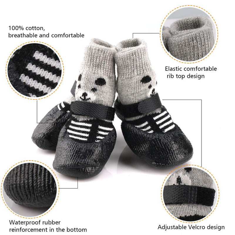 RilexAwhile Dog Socks Cat Socks Non-Slip Adjustable Dog Paw Protection Sock Fit for Indoor Outdoor Activity Black-S - PawsPlanet Australia