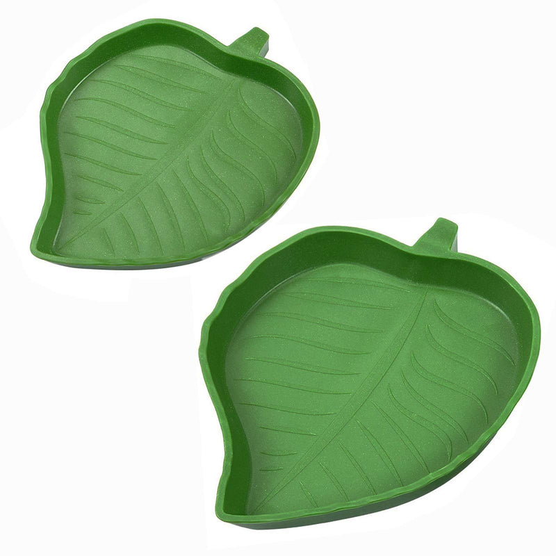 N//A Reptile Bowl Food Water Dish Plate,for Corn Snakes Tortoise Drinking and Eating,One Large One Small 2 Pack Leaves Shaped - PawsPlanet Australia