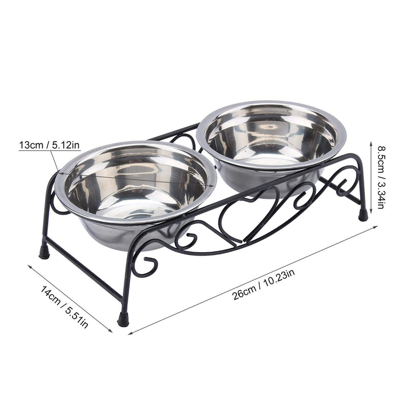 Jadeshay Dog Bowls - Dog Cat Food and Water Bowls Stands Feeder Dishes with 2 Stainless Steel Bowls Shelf Stand - PawsPlanet Australia