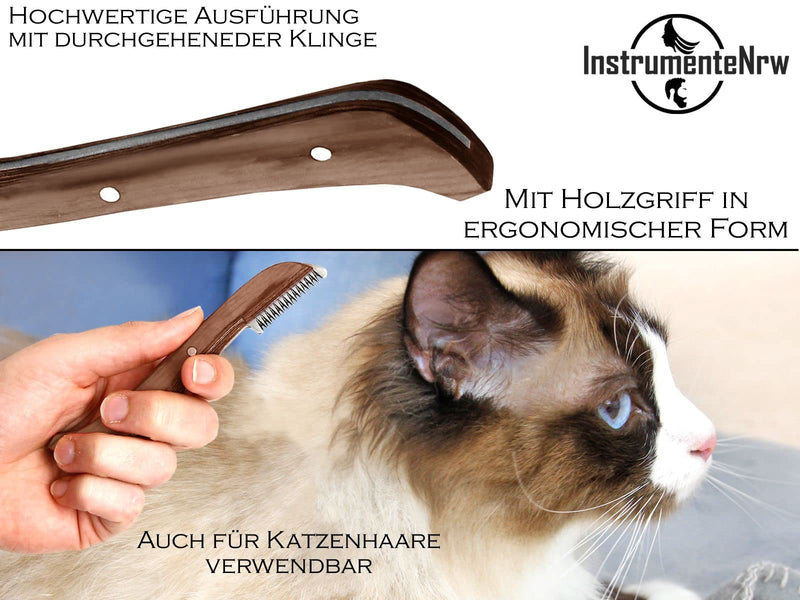 Trimming knife for dogs and cats with long teeth for right-handers Fur knife Small version Dog fur Undercoat Comb Stainless steel knife for animals Brand quality for long hair and short hair - PawsPlanet Australia