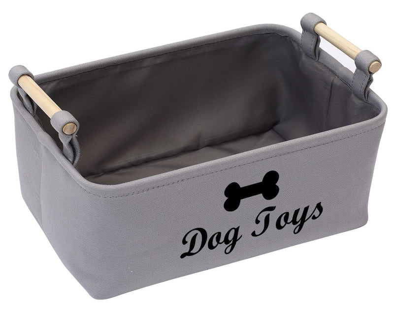 Brabtod Canvas dog toy bin and dog toy organizer basket - Idea for organizing pet toys, blankets, leashes, vest, chew toys, diaper and clothing - Grey - PawsPlanet Australia