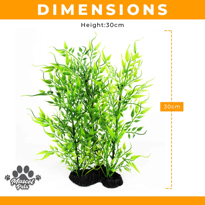 Large 30cm Green Plastic Artificial Plant Bush Reeds for Aquarium Fish Tank Aquatic Greenery Décor Decoration Water Grass Plants - PawsPlanet Australia