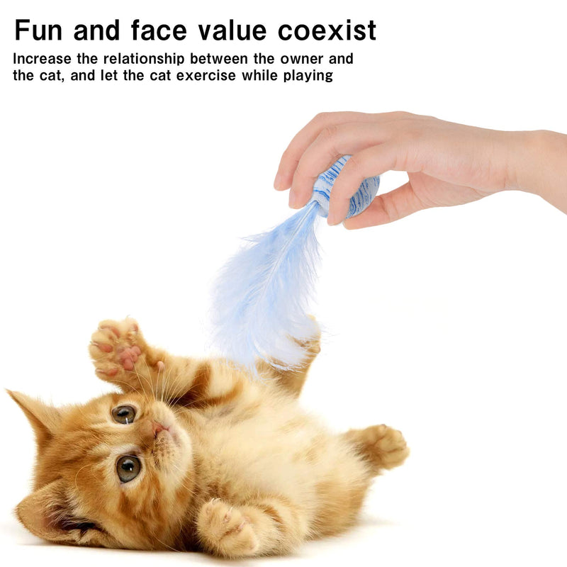 ICOUVA Cat Interactive Toy Play Ball with Feather Teaser Cat Teeth Grinding Chew Toy kitten Scratch Trow Toy 3 Packs - PawsPlanet Australia