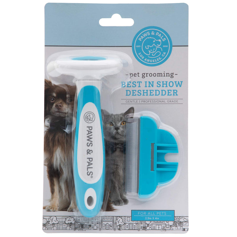 Paws & Pals Dog Brush - Gentle Soft Hair Rake Trimming Comb - Best for Shedding Dogs-Cats, Thick Long Short Haired Pet, Coat Grooming & Cat Hair Fur Removal - Self Cleaning - Deshedding Supplies - PawsPlanet Australia