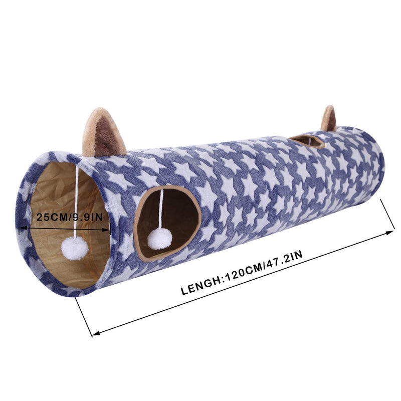 [Australia] - LUCKITTY Large Cat Toy Collapsible Tunnel Tube with Plush Balls, for Small Pets Bunny Rabbits, Kittens, Ferrets,Puppy and Dogs Blue 