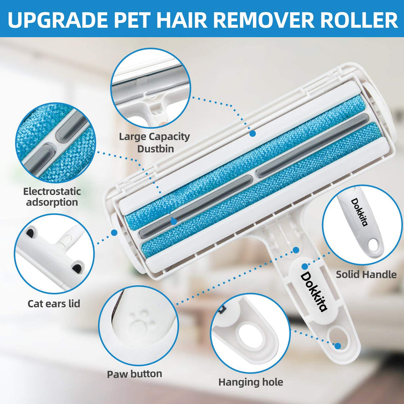 Dokkita pet hair remover brush, pet hair remover lint roller for pet hair, lint brush for removing cat hair & dog hair, cat hair remover on sofa, clothes, carpet, bed - PawsPlanet Australia