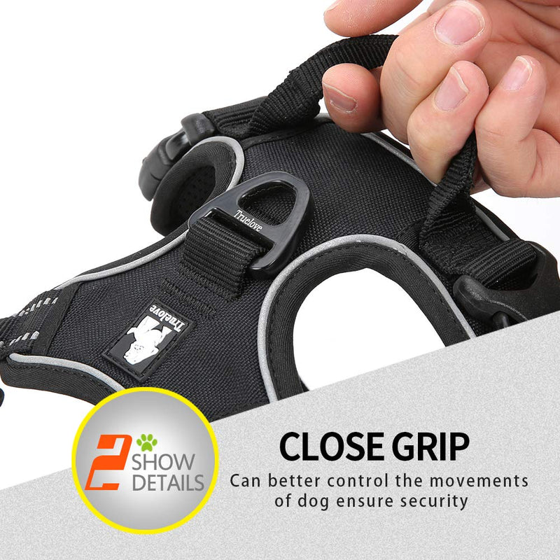 juxzh Truelove Soft Front Dog Harness .Best Reflective No Pull Harness with Handle and 2 Leash Attachments X-Small (Pack of 1) Black - PawsPlanet Australia