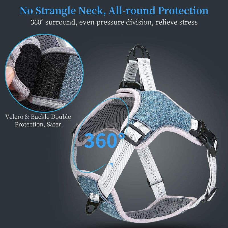 TAMOWA No Pull Dog Harness Small, Front Clip Pet Vest Harness, Reflective Easy Control Outdoor Walking Training Medium Large Dog Harness, Breathable Chest Padded Mesh Adjustable Harnesses (XL, Blue) XL - PawsPlanet Australia