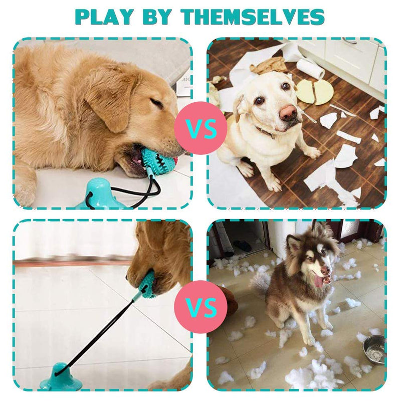 [Australia] - WOSTEE Dog Chew Toys for Aggressive Chewers, Suction Cup Dog Chewing Toy, Dog Rope Ball Toys with Suction Cup for Small Large Dogs, Puppy Dog Teeth Cleaning Interactive Pet Tug Toy for Boredom 