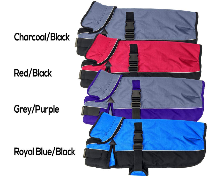 [Australia] - Derby Originals Horse Tough 1200D Waterproof Winter Dog Coat with 2 Year Warranty - Designed with Heavy Duty Ripstop Nylon & No Rub Breathable Inner Lining Insulated Charcoal/Purple 22" 