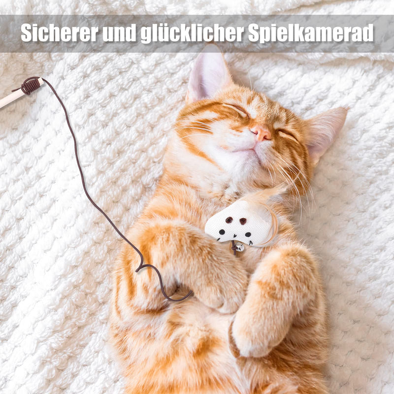 Fanshiontide 4 pieces cat toy feather, interactive cat fishing rod cat toy cat toy stick with mouse fish bird plush toy for cat activity - PawsPlanet Australia
