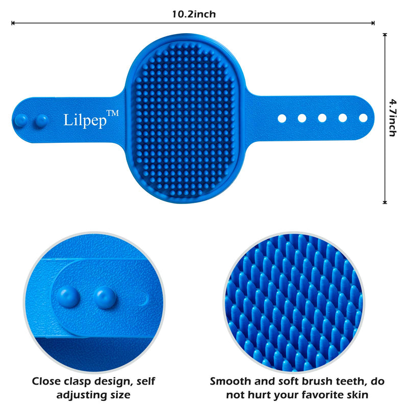 Dog Grooming Brush, Lilpep Pet Shampoo Bath Brush Soothing Massage Rubber Comb with Adjustable Ring Handle for Long Short Haired Dogs and Cats (Blue) blue - PawsPlanet Australia