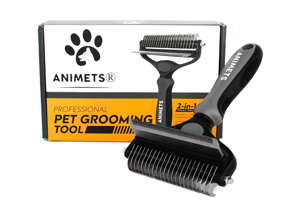 Animets Dog Brush & Cat Brush, 2-Sided Detangling Brush for Dogs, Undercoat Brush for Detangling, Removing Matts and Tangles, Reduces Matting Up to 90% Gray - PawsPlanet Australia