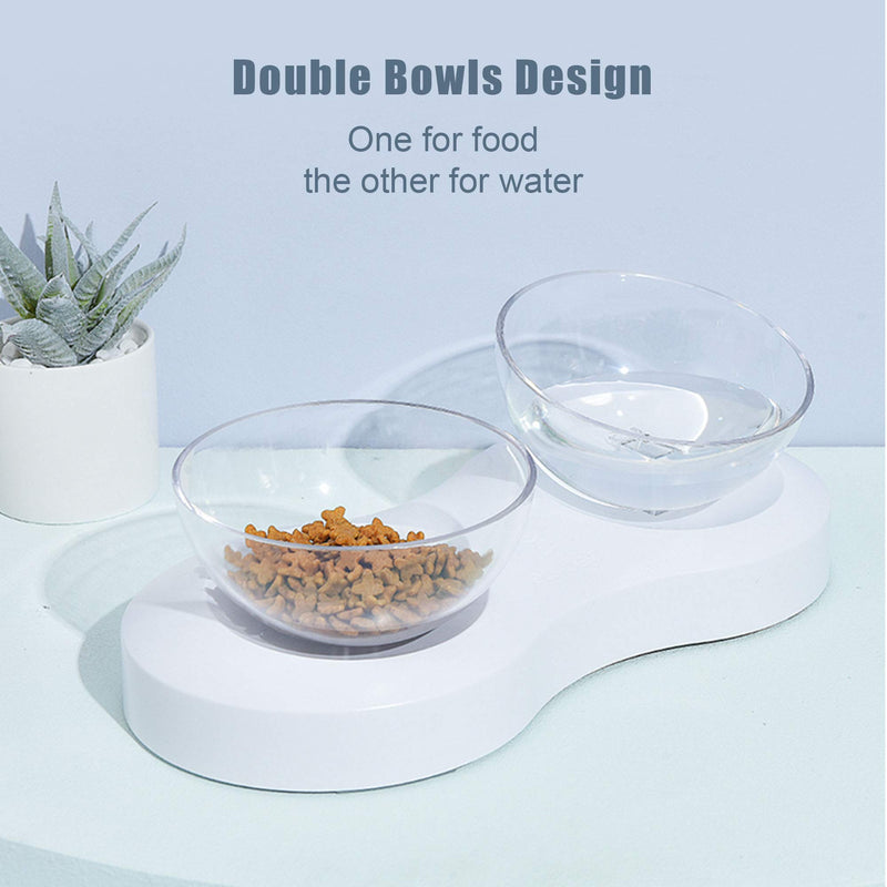 [Australia] - Double Cat Dog Bowls Elevated Cat Food Water Bowls 0/20°Tilted Raised Pet Feeder Bowl with Anti Slip Stand for Cats and Small Dogs 