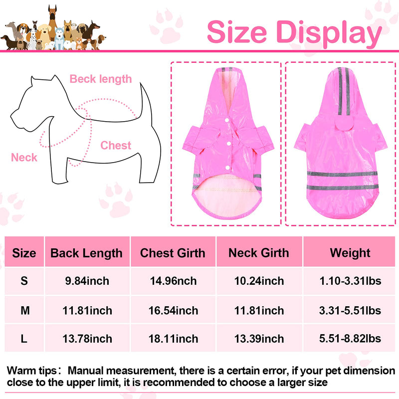 Dog Raincoat Rain Boots Set Include 1 Set Pet Raincoat and 2 Sets Waterproof Pet Boots Shoes, Hooded Four-Leg Dog Jacket Puppy Rain Poncho with Reflective Stripe for Dogs (Pink, Black, Rose Red, S) Pink, Black, Rose Red Small - PawsPlanet Australia