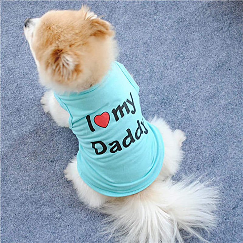[Australia] - Barode Daddy Dog Cat Shirt Summer Clothes Pet Puppy T-Shirts Cotton Vest Clothes for Dogs and Cats M Blue 