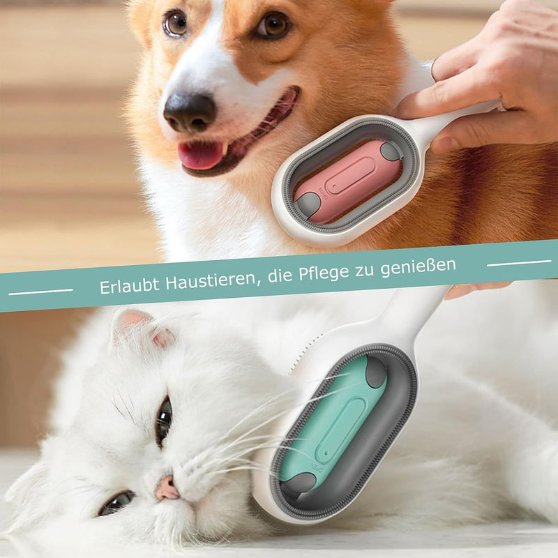 Pet Hair Removal Comb with Water Tank, 2 Pieces Multifunctional Pet 4 in 1 Cleaning Brush for Pet Hair, Universal Animal Knot Remover for Long & Short Haired Dogs pink+blue - PawsPlanet Australia