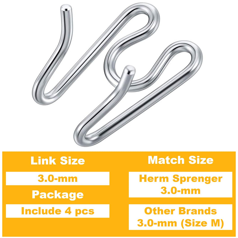 DEYACE Dog Prong Collar Links 4pcs, 2.5mm / 3.0mm / 3.5mm / 4.0mm Steel Pinch Collar Chrome Links, Extra Training Collar Links Medium 3.0mm (Pack of 4) - PawsPlanet Australia