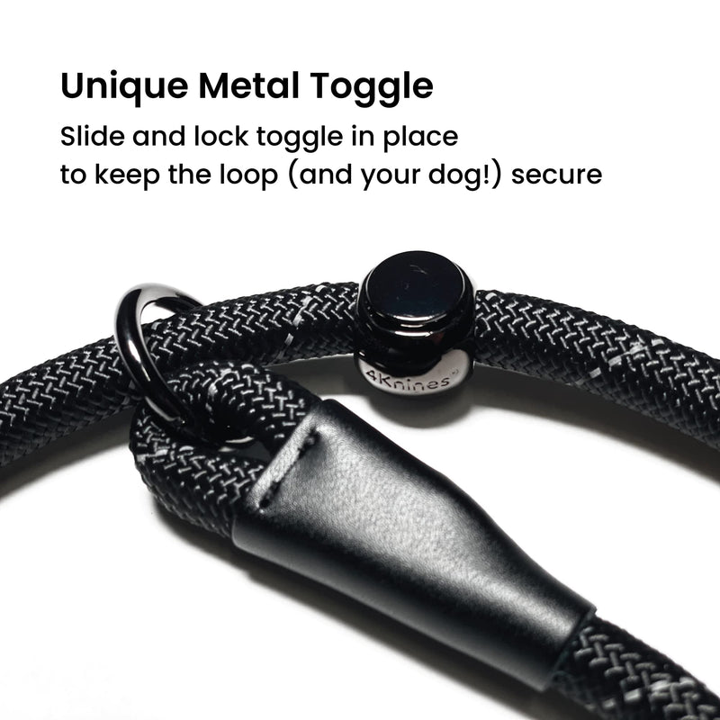 4Knines Durable Slip Lead Dog Leash with Adjustable Metal Slide Toggle, Reflective Mountain Climbing Rope Leash, Dog Training Leash - 6FT Black - PawsPlanet Australia