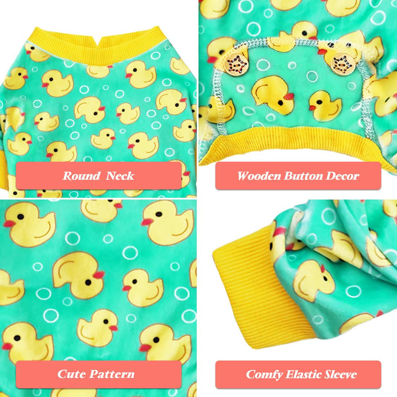 kyeese Dog Pajamas Yellow Ducks for Small Dogs Soft Material Stretchable Dog Pjs Cat Pajama Dog Apparel X-Small - PawsPlanet Australia