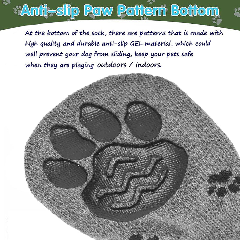 Dog Paw Protector Outdoors, Adjustable Sock for Dog, Anti-Slip Grips to Keeps Dogs from Slipping On Hardwood Floors, Comfortable Dog Boots with Non-Slip Paw Pattern Pet for Small Size Dog (4pcs) a - PawsPlanet Australia