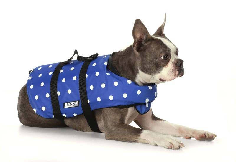 Seachoice 86260 Dog Life Vest - Adjustable Life Jacket for Dogs, with Grab Handle, Blue Polka Dot, Size XXS, up to 6 Pounds - PawsPlanet Australia