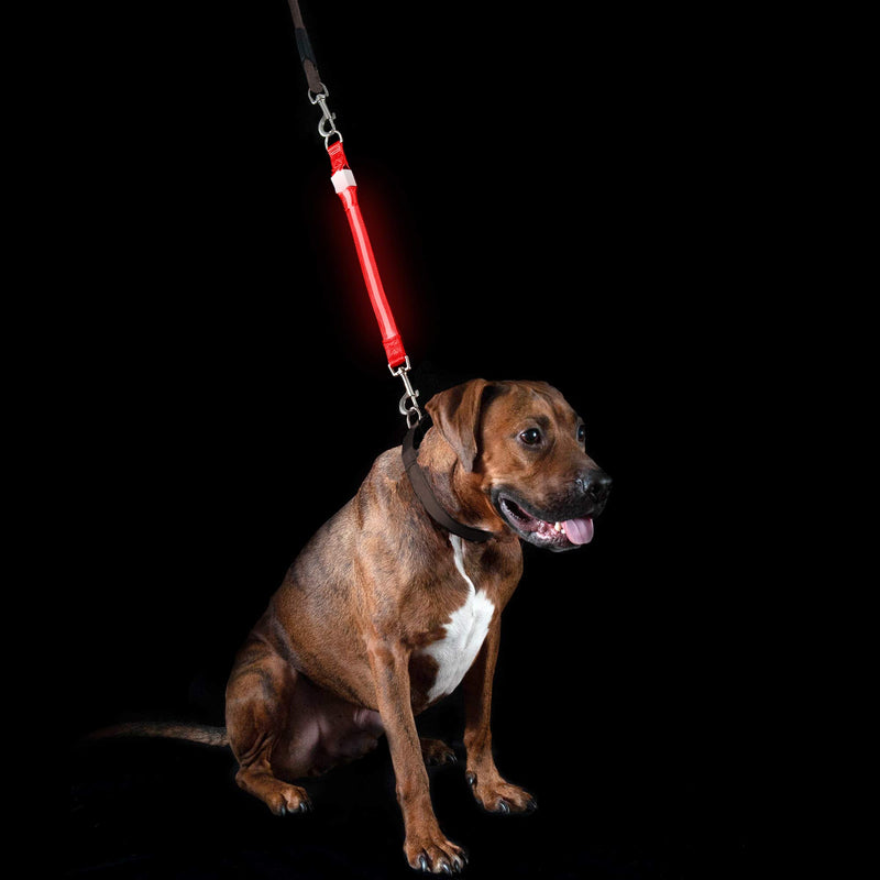 [Australia] - Furhaven Pet Dog Outdoor Travel | Safety Seat Belt Clip, Collar, Leash, Extender, & Hands-Free Walking Activity Waist Belt for Dogs & Cats - Available in Multiple Styles, Colors, & Sizes One Size LED Leash Extender LED Red 