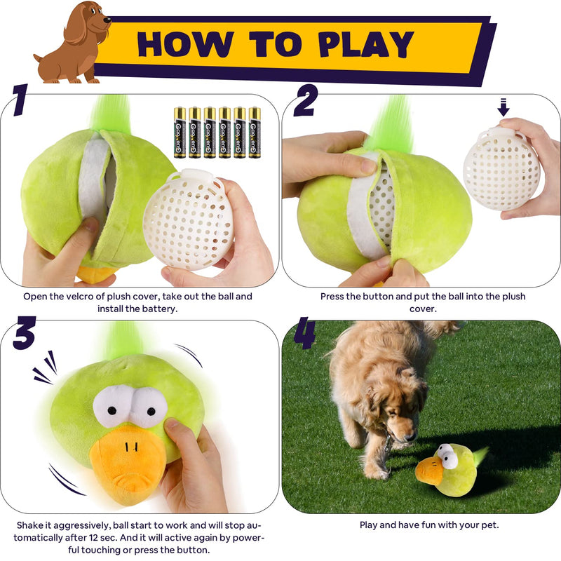 Petbobi Upgrade Interactive Dog Toys Plush Dog Squeaky Toys with Electronic Vibrating Giggle Ball and Plush Chew Covers for Puppies and Peppy Pet to Keep Them Busy as Dog Chase Training Toys - PawsPlanet Australia