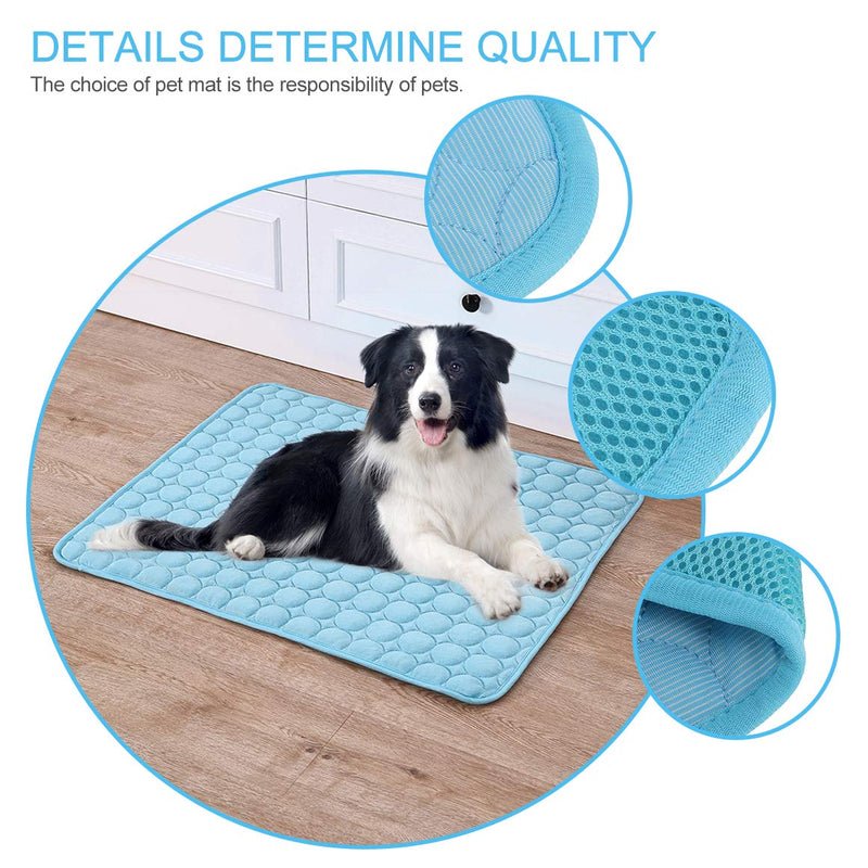Cooling Mat for Dogs Breathable Pet Cool Pad Portable Washable Cooling Mat for Puppys Ice Silk Self for Cats, Kennels, Crates, Kennel and Beds Medium Light Blue - PawsPlanet Australia
