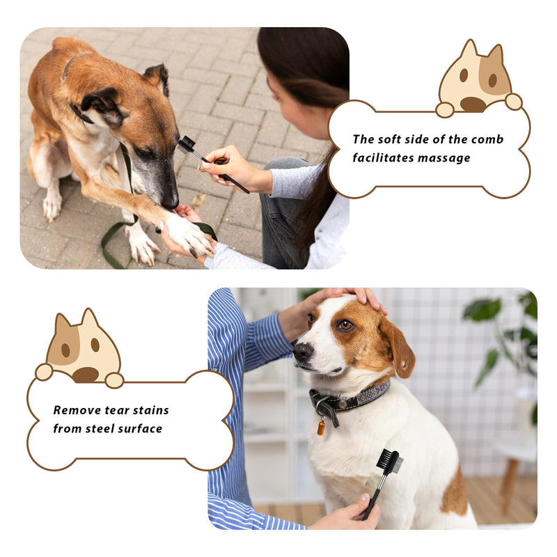 Bremorou Tear Stain Removal Comb, Pack of 3 Flea Comb Dog Tear Stain Remover Comb Flea Comb for Cats Double-Sided Dog Eye Comb for Pet Cats Dogs for Removing Crust and Mucus - PawsPlanet Australia