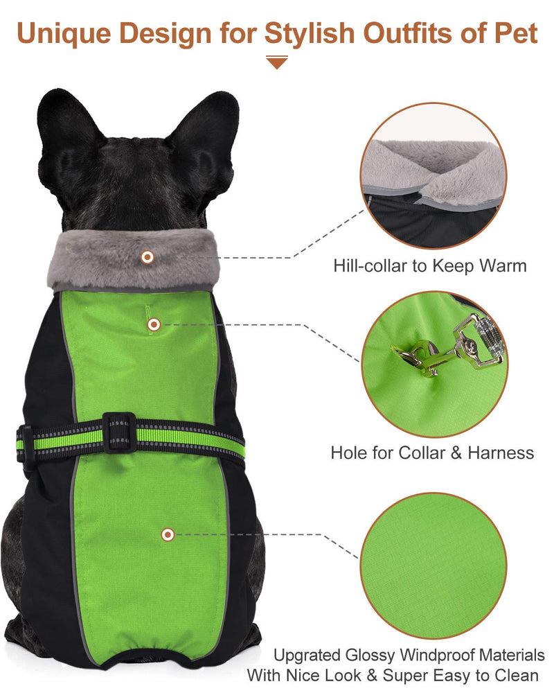 Dog Jacket Winter Coat Waterproof, Super Warm Dog pet Vest Coat Thick Outfits Fleece Lined Padded Cotton Cozy Winter Clothes Snowproof Cold Weather Warm Suit Adjustable for Small Medium Dogs Green XL - PawsPlanet Australia