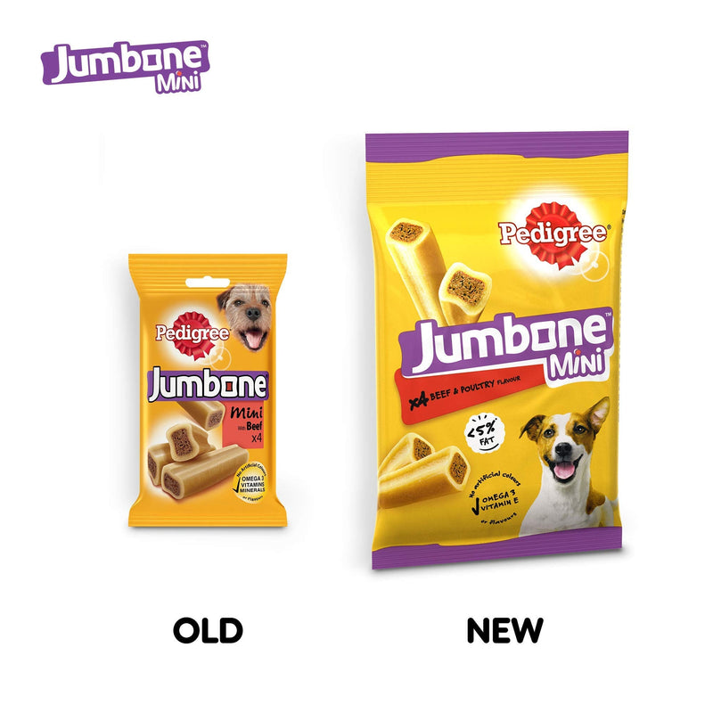 PEDIGREE Jumbone Small Dog Treats with Beef & Poultry 4 Chews Beef & Poultry(8 bags x4 bones total weight is 1.28kg)) - PawsPlanet Australia