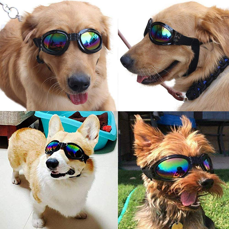 NA/ 2 Pcs Dog Goggles, Adjustable Strap Dog Goggles Eye wear Protection for Travel Skiing, UV Protection Waterproof Sunglasses for Dog (Black, Blue) Black, Blue - PawsPlanet Australia