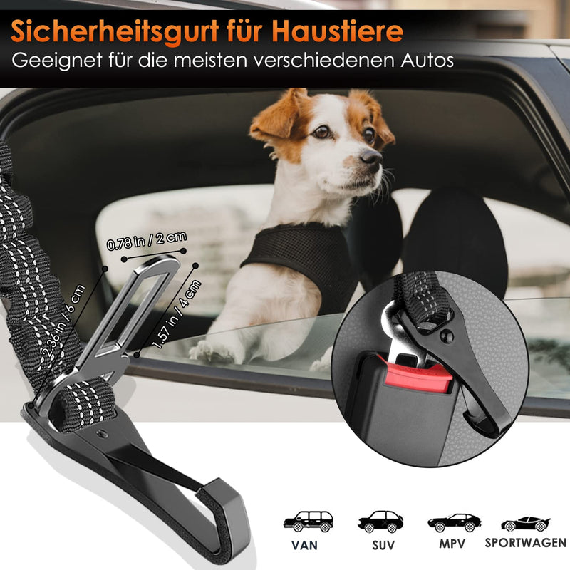 Eyein dog seat belt, 3 in 1 seat belt dog car with reflective elastic nylon bungee, dog seat belt for all dog breeds and car seats trunk, 70 cm (black) 70 cm (55-70 cm) black - PawsPlanet Australia