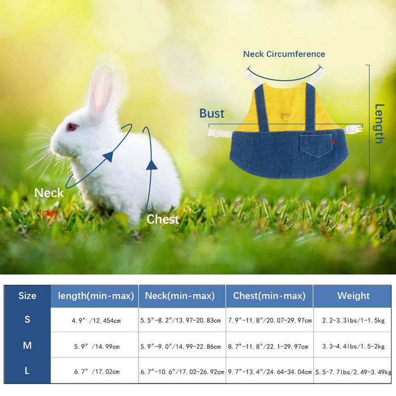 Hipet Bunny Rabbit Harness and Leash, Rabbits Clothes for Bunny Guinea Pig Harness Vest and Leash for Rabbit Ferret Guinea Pig Bunny Hamster (S, Yellow) S - PawsPlanet Australia