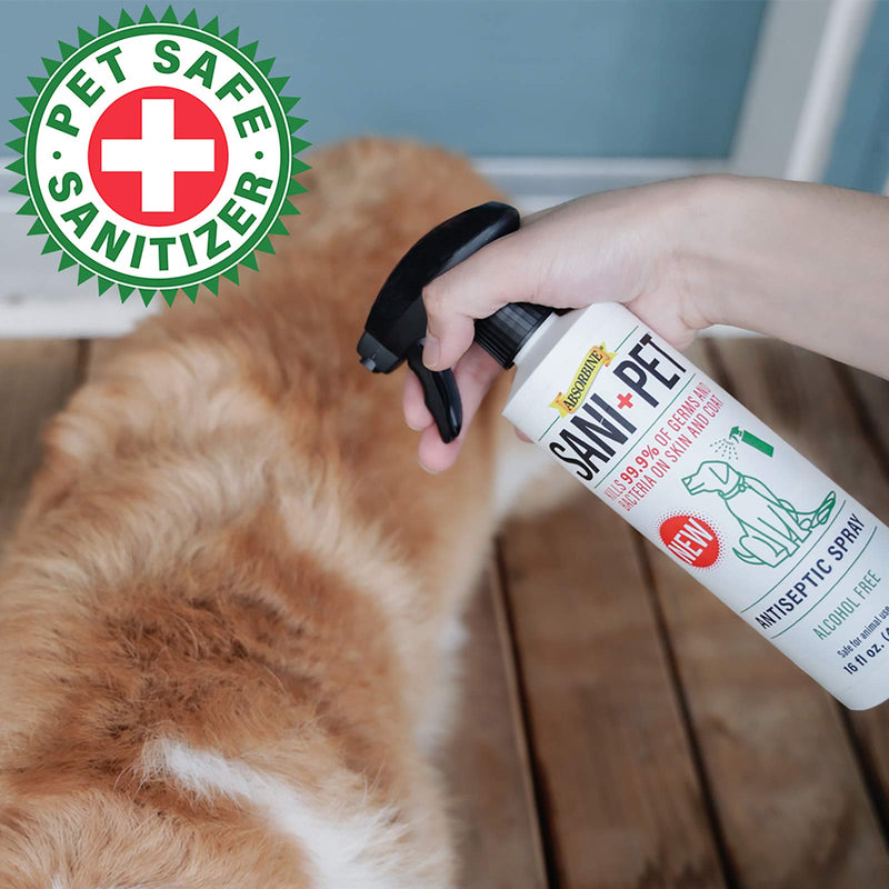 Absorbine SaniPet Pet-Safe Sanitizer Spray, Kills 99.9% of Germs in 60 Seconds or Less, Alcohol-Free, 16oz - PawsPlanet Australia