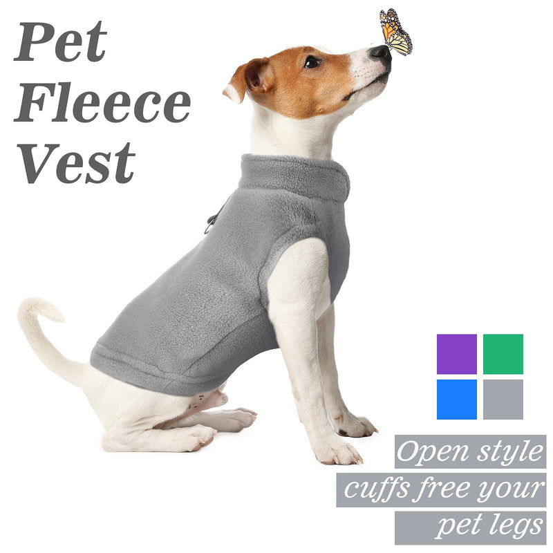 Dog Fleece Vest 4 Pieces Dog Cold Weather Pullover Dog Cozy Jacket Winter Dog Clothes Pet Sweater Vest with Leash Ring for Small Dogs Gray, Green, Purple, Blue Medium - PawsPlanet Australia