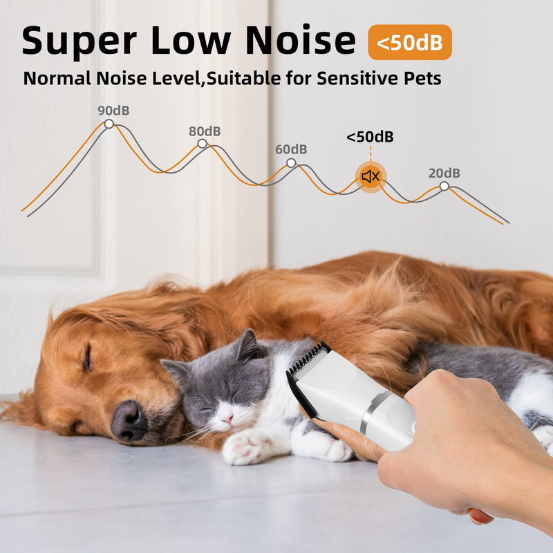 Dog clippers, 4 in 1 quiet animal hair clippers, professional clippers for dogs and cats with LED display, rechargeable clippers for dogs, cats, paws, eyes, ears, face, body - PawsPlanet Australia