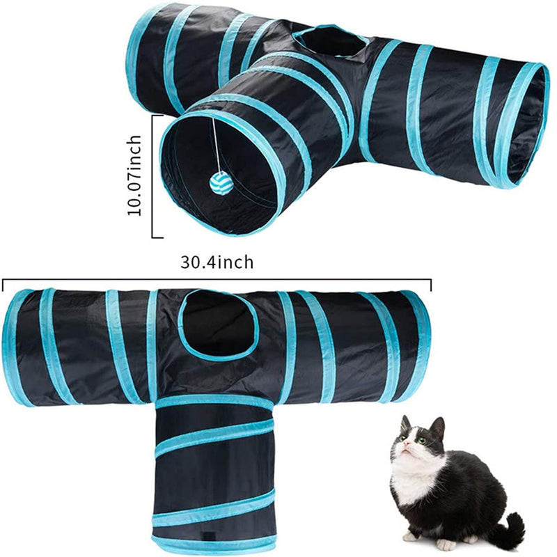 21Pcs Cats Feather Toys-Kitten Interactive Pet Toys Set, 3 Way Tube Collapsible Tunnel for Indoor for Cat Puppy Kitty Kitten - PawsPlanet Australia