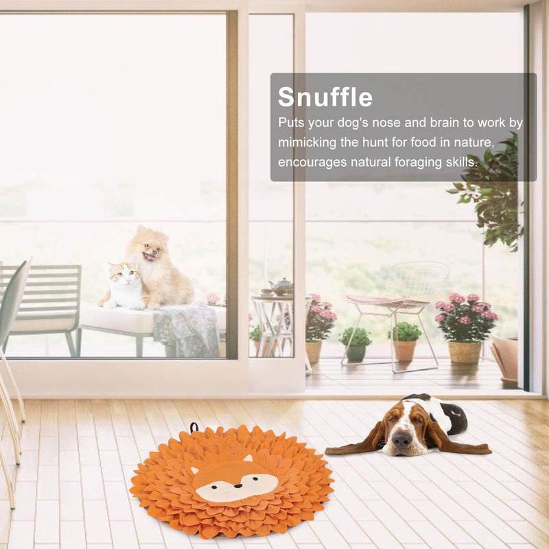 Dog Snuffle Mat Pet Slow Feeding Mat Small Dog, Dog Interactive Game Puzzle Toys Smell Foraging Skill Training for Dogs Cats 55cm Fox - PawsPlanet Australia