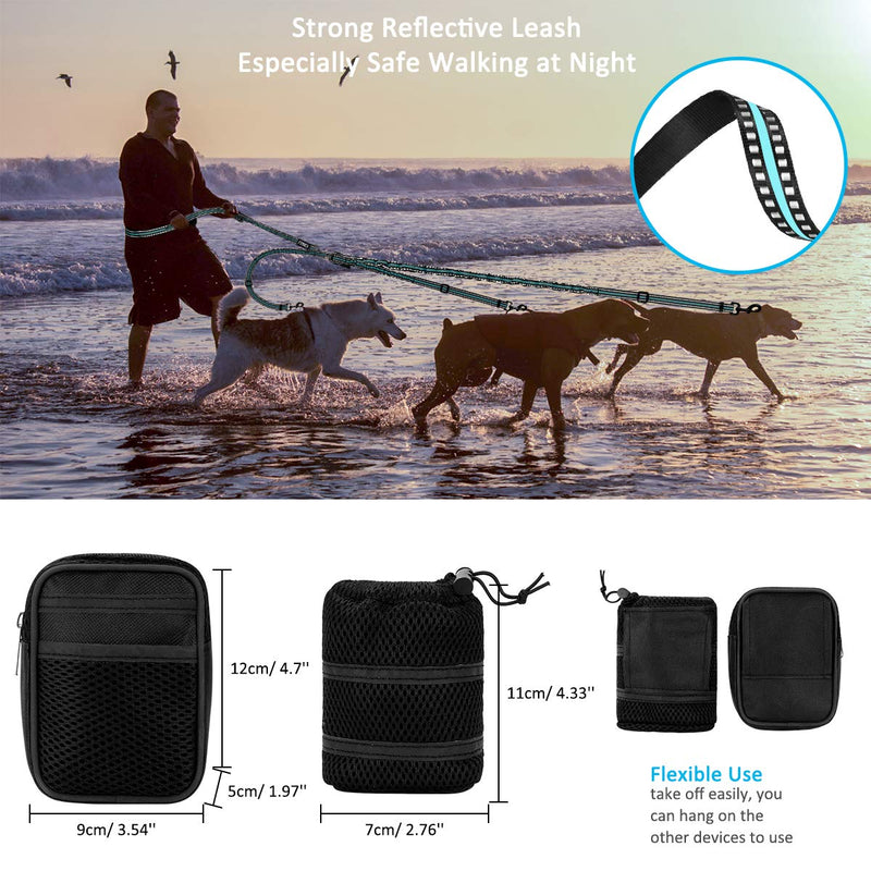PHILORN Hands-free triple Dog Lead Splitter - Adjustable, Detachable - Shock Absorbing Bungee Leads No Tangle Lead for Walking 3 Dogs (Blue) - PawsPlanet Australia