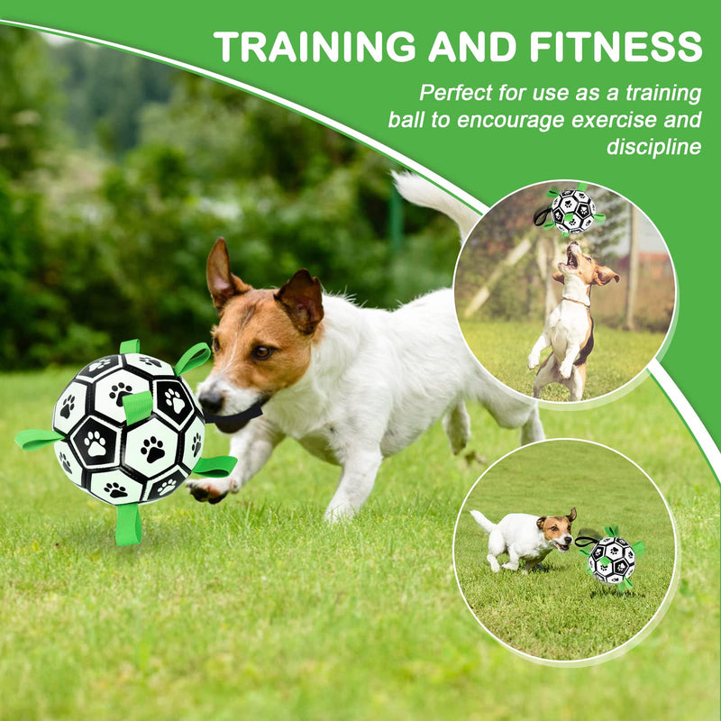 Dog Toys Soccer Ball with Straps, World Cup Interactive Dogs Toys for Tug of War, Yard Game Toy, Dog Water Toy for Small & Medium Dogs Puppy Birthday Gifts Outdoor Jolly Ball Boredom Buster (6 Inch) 6 inch - PawsPlanet Australia