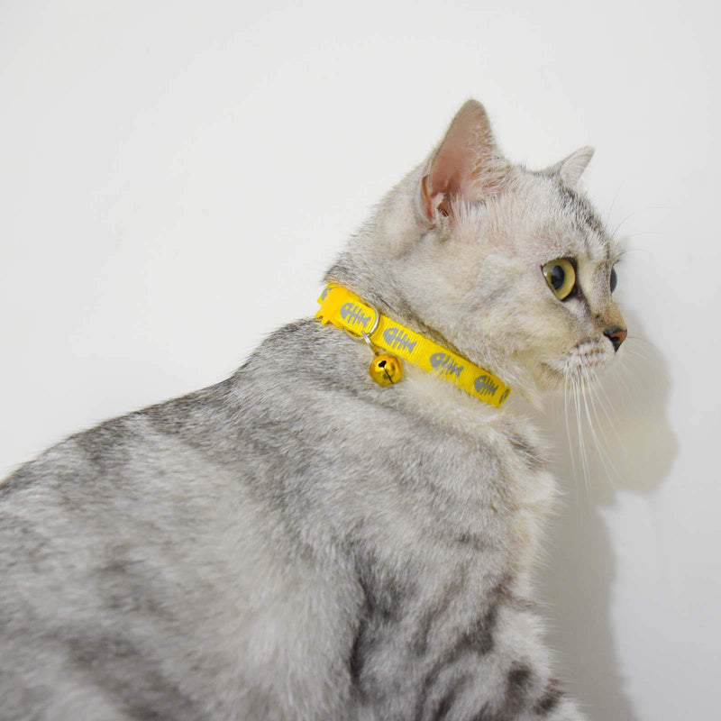 [Australia] - XPangle 6 Pcs Breakaway Cat Collar with Bell, Nylon Kitty Collars Mixed Colors Kitten Collars 7.5-12in Fishbone 