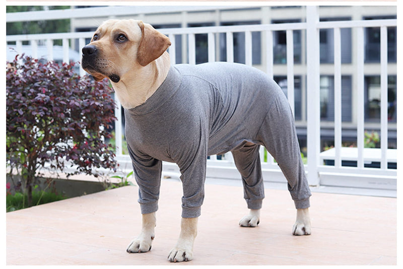 KZOBYD Dog Pajamas Flexible Pet Sleeping Jumpsuit Breathable Dog Nightclothes Comfy Puppy Four Legs Recovery Suit Pullover Sleepwear Onesie for Medium Dogs Large Dogs Indoor Outdoor(Solid,X-Small) Solid Gray XS - PawsPlanet Australia