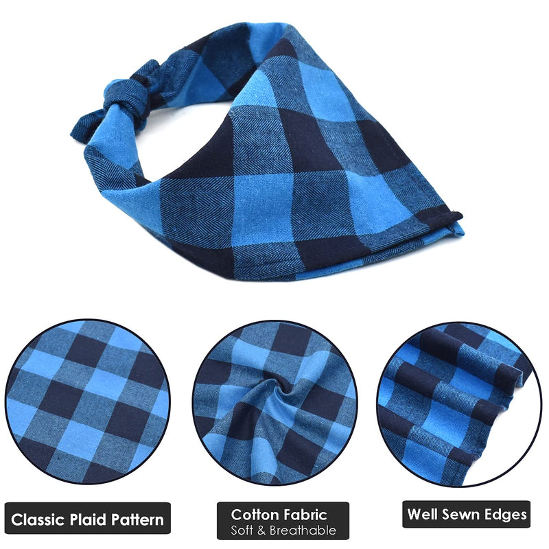 Bubblepup Plaid Dog Bandana, Cotton Dog Bandana for Small Medium Large Dogs, Dog Kerchief, 1PC Square Dog Scarf Dog Triangle Bibs Blue&Black - PawsPlanet Australia