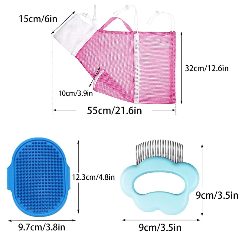 Cat Bathing Bag Cat Shower Net Bag, Breathable, Multifunctional, Adjustable, Bite and Scratch Resistant, with Cat Comb and Fur Brush for Bathing/Nail Trimming/Ear Cleaning - PawsPlanet Australia