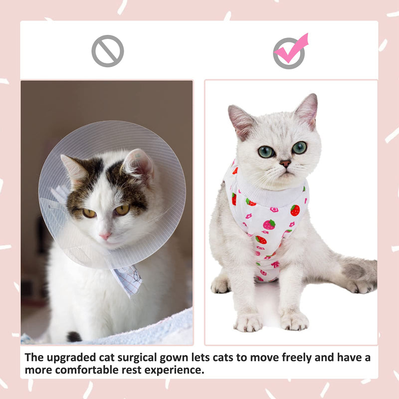 HACRAHO Recovery Suit for Cat, 1 PCS Strawberry Cotton Cat Sterilization Suit Breathable Cat Surgery Recovery Protective Shirt for Cats After Surgery Wear, M - PawsPlanet Australia