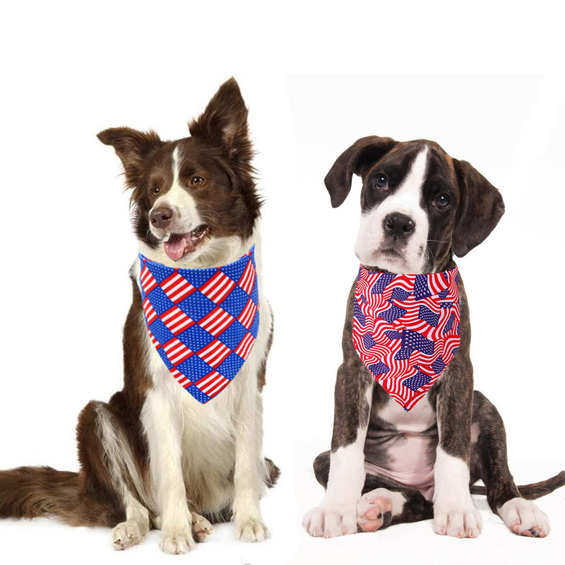 TCBOYING 2 Pack 4th of July Dog Bandannas, Independence Day American Flag Dog Bandanas, Memorial Day Cotton Bandanas Scarfs Triangle Bibs Accessories for Small Medium Large Dogs Puppies Pets - PawsPlanet Australia